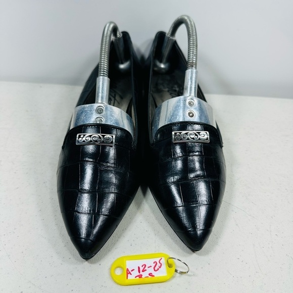 Shoes - Brighton Sabina black croc textured leather loafers. Size 8